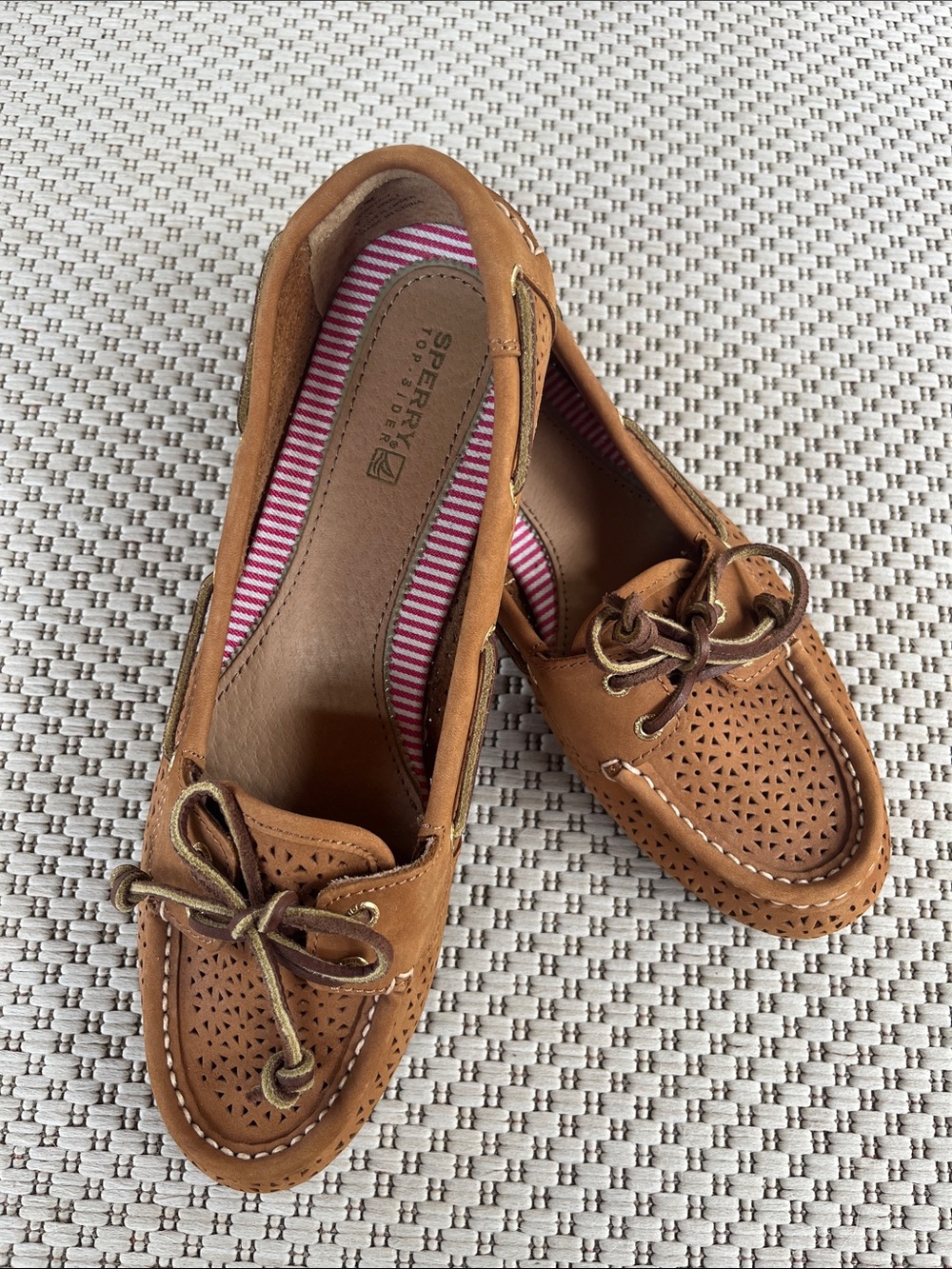 Sperry Women's Cognac Perforated Leather Moccasins